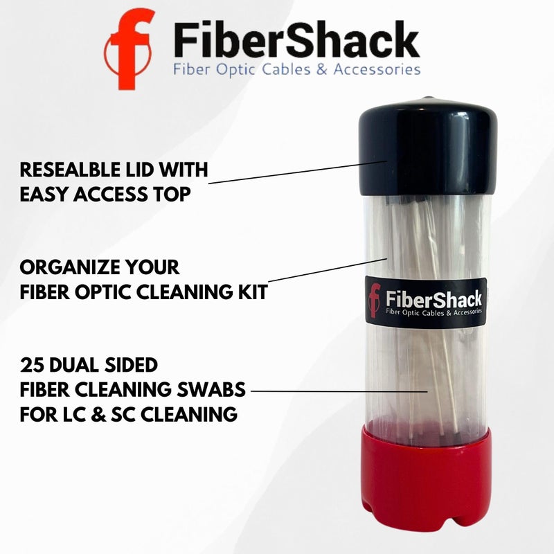 Fibershack - Fiber Optic Cleaning Sticks - 25 Pack - Universal 2.0mm & 2.5mm Dual Fiber Cleaner Swabs for ST/FC/SC & LC Fiber - Image 4